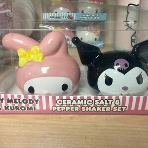 Hello Kitty My Melody and Kuromi Salt & Pepper Shaker Set - Pink and Black